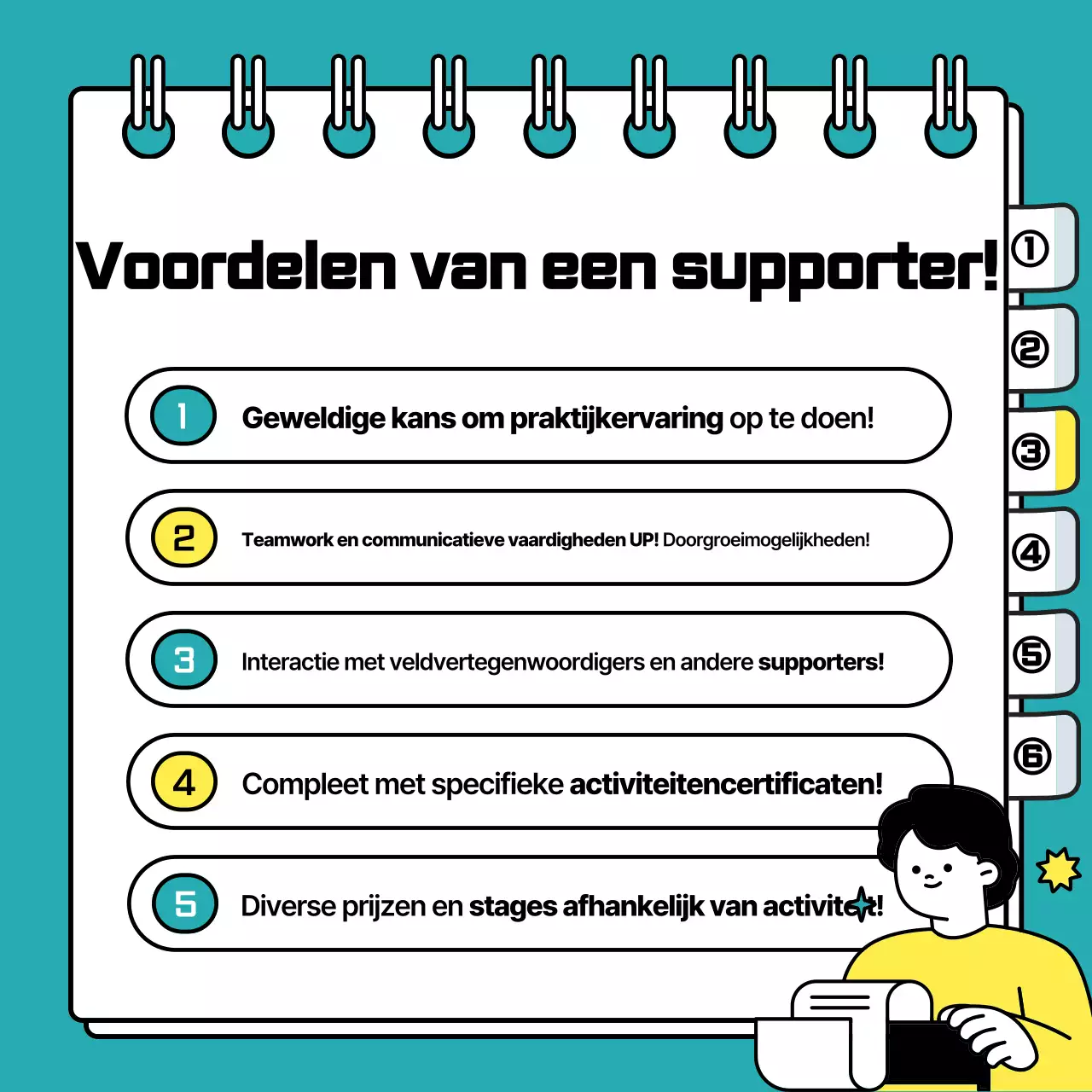 Lichtblauwe, schone zakelijke supporters wervingsbericht voor universiteitsstudenten