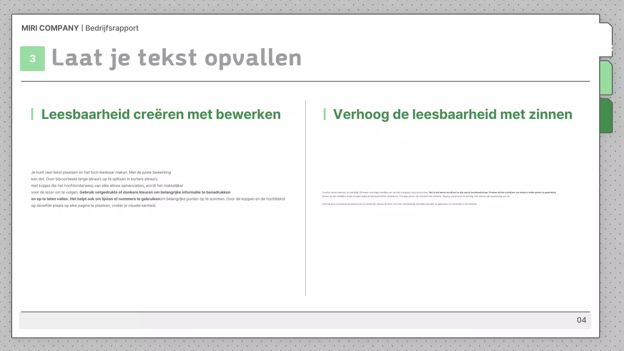 Grijze standaardbedrijfsrapportbeschrijvingen