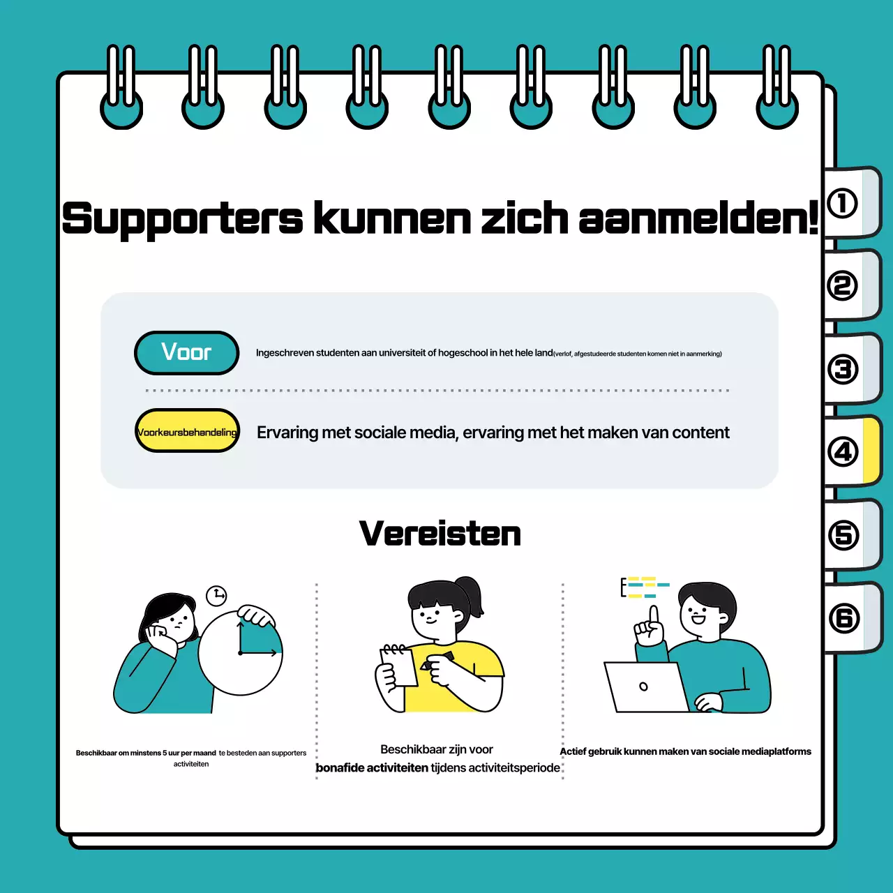 Lichtblauwe, schone zakelijke supporters wervingsbericht voor universiteitsstudenten