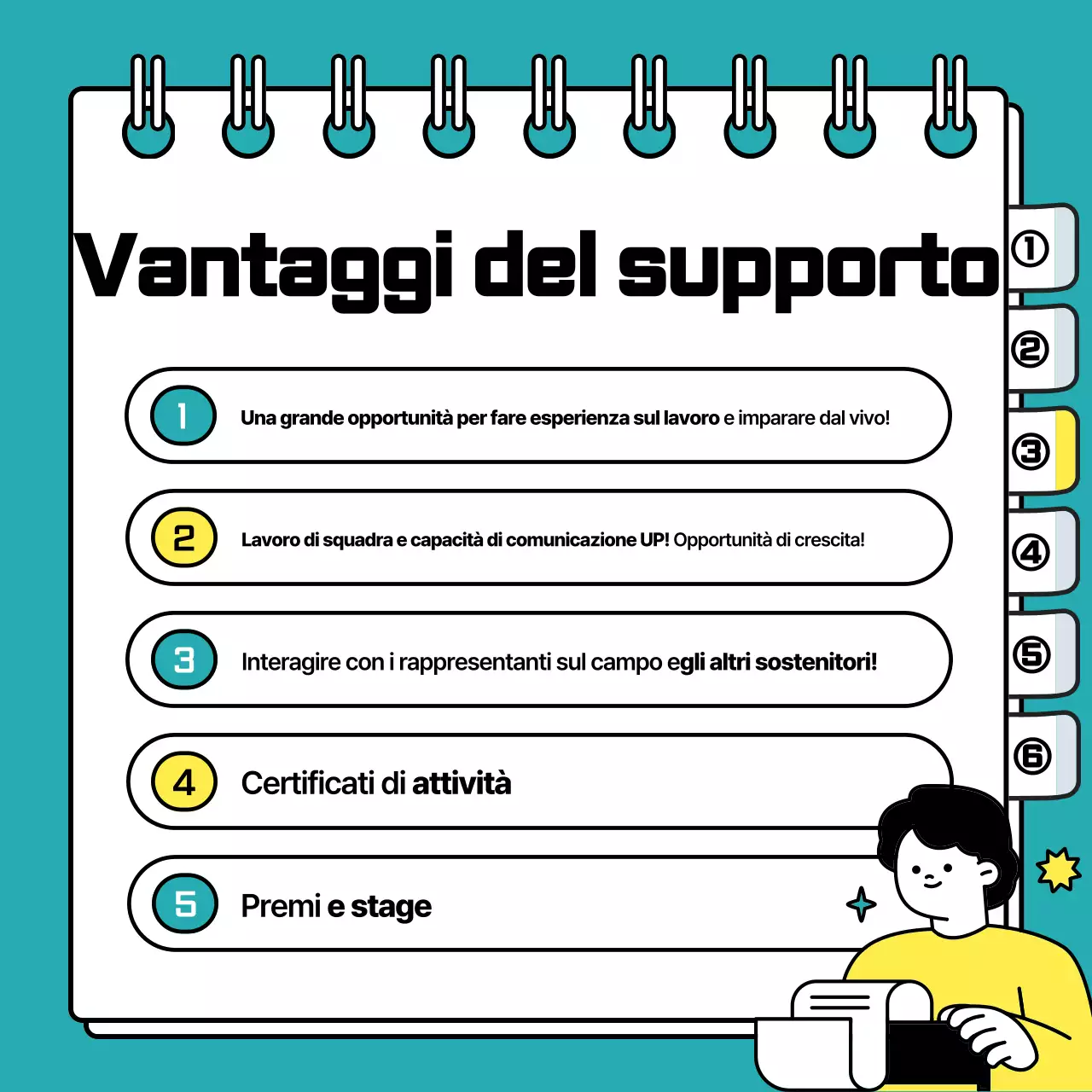 Avviso di reclutamento di studenti universitari per sostenitori aziendali, azzurro e pulito