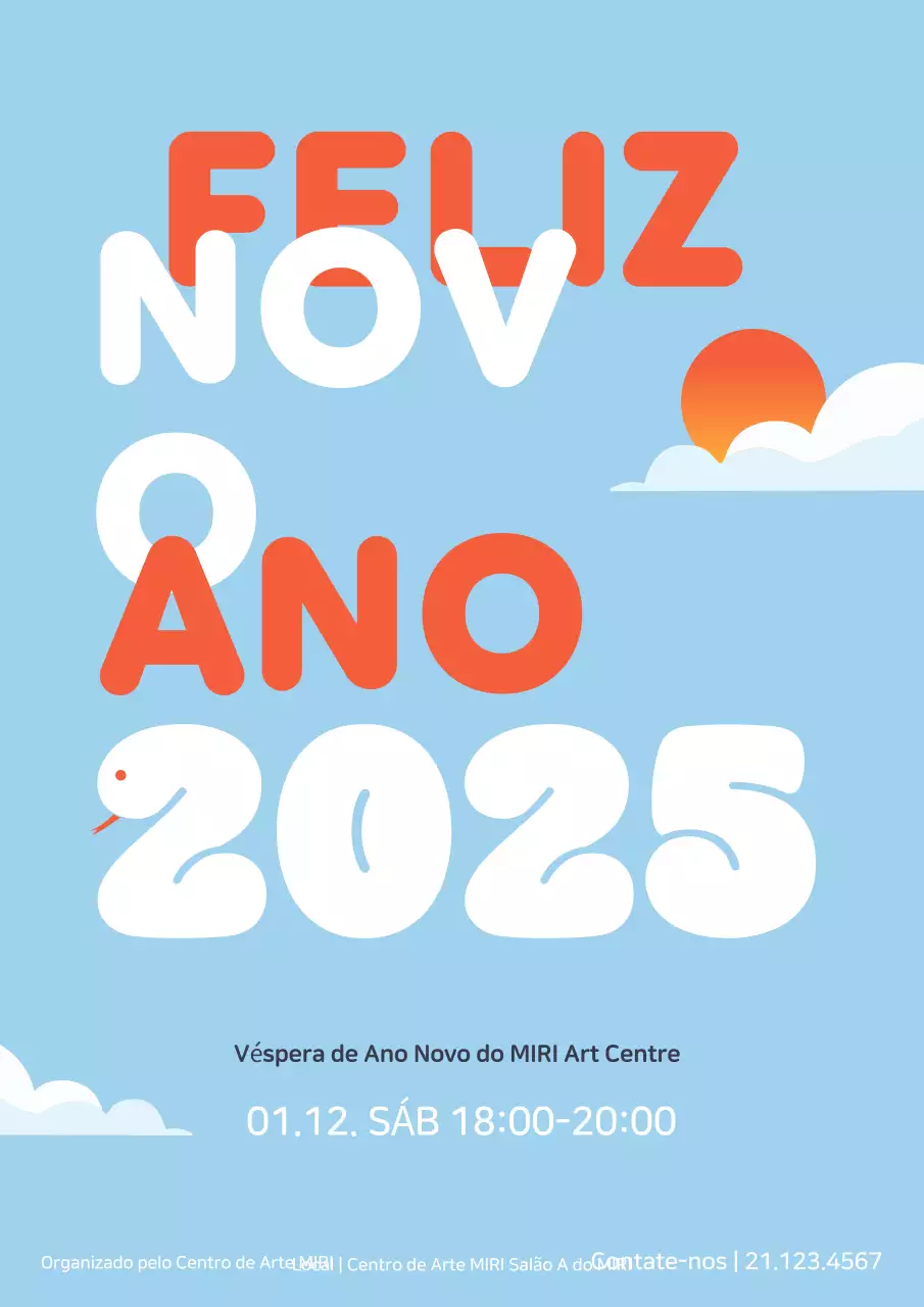 Celebração do Ano Novo simples em azul claro