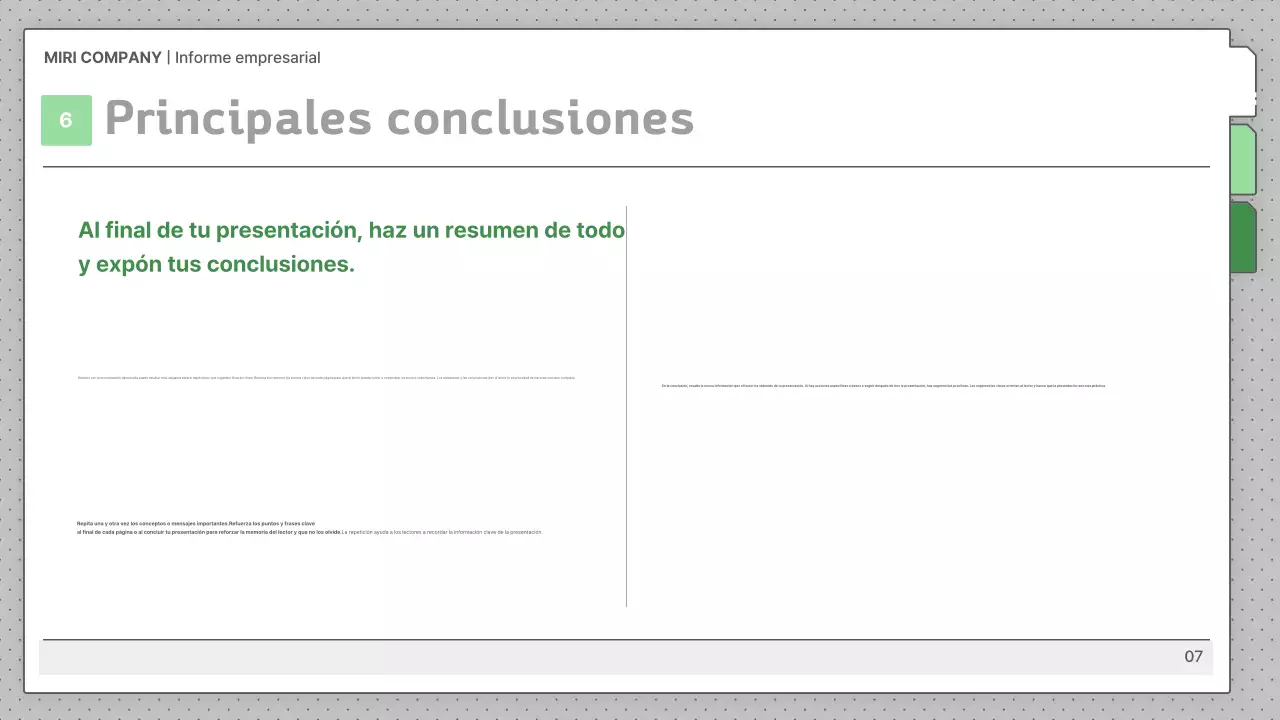 Descripciones grises por defecto de los informes comerciales