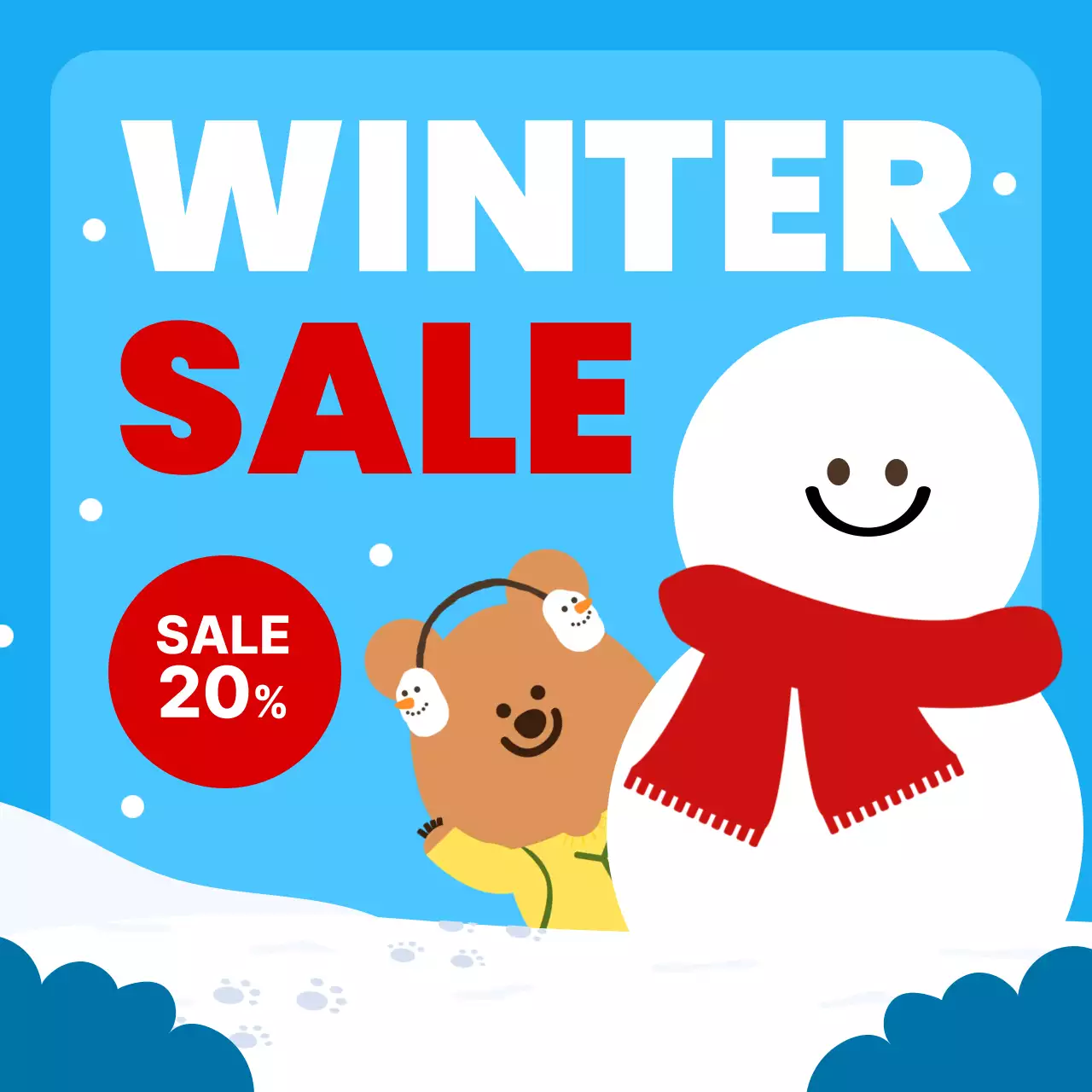 Blue Simple Winter Sale Promotion Instagram Carousel