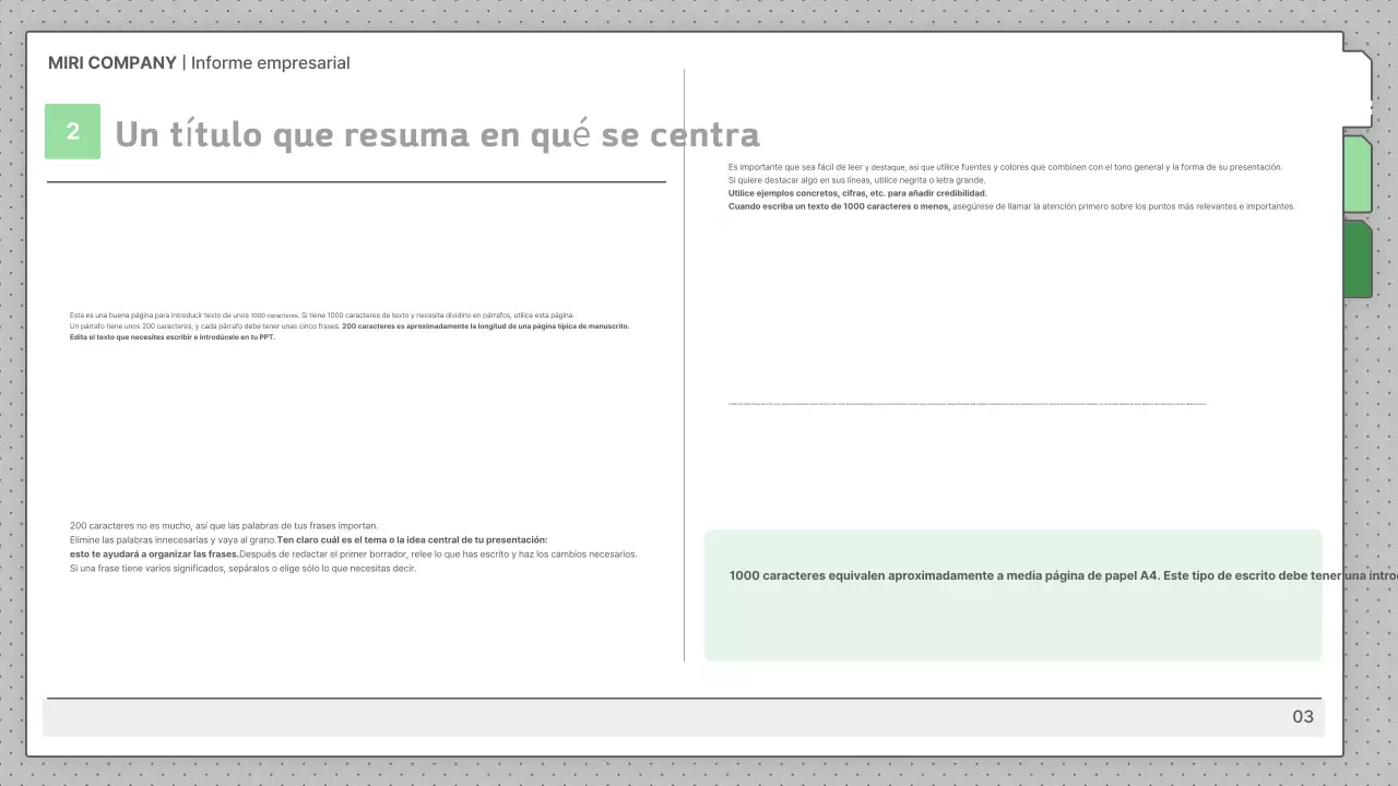 Descripciones grises por defecto de los informes comerciales