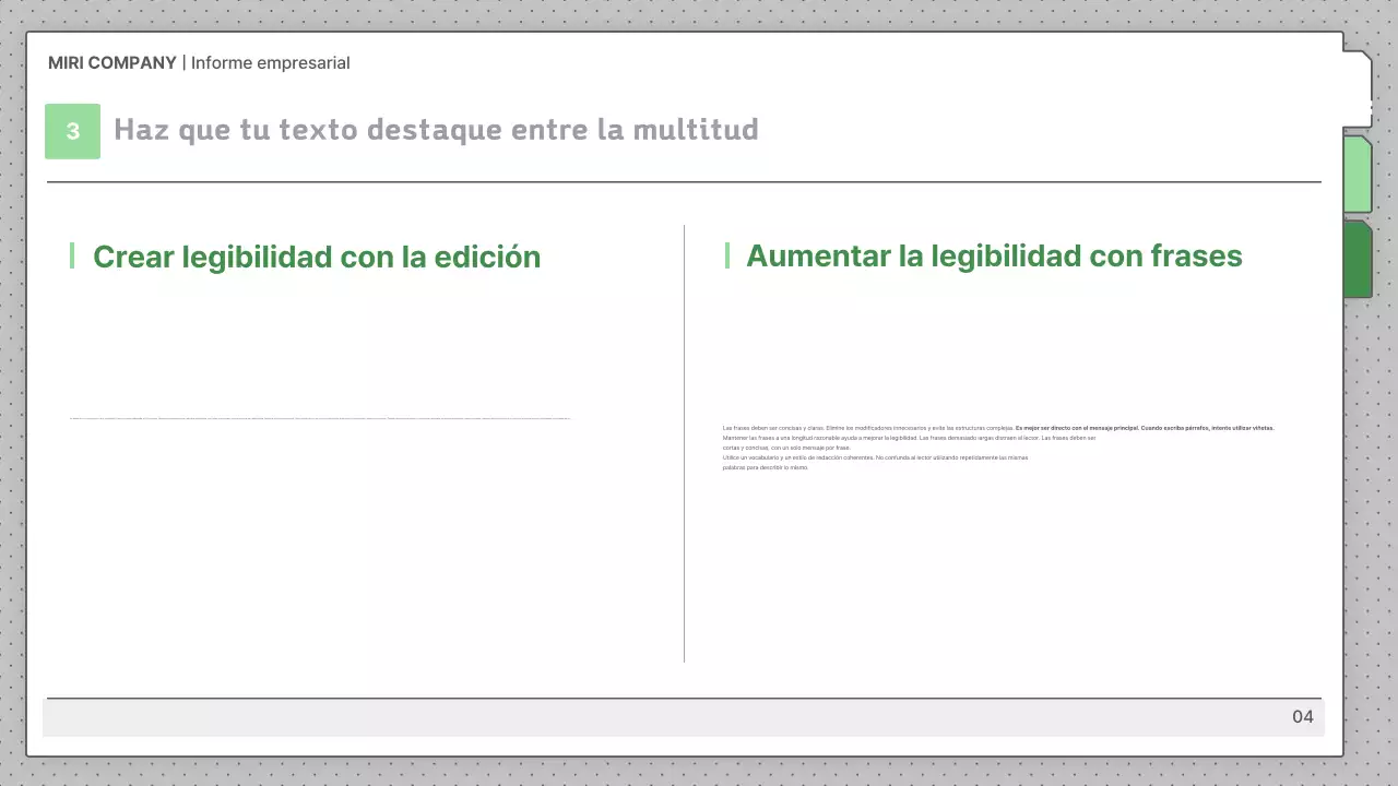 Descripciones grises por defecto de los informes comerciales