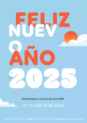 Celebración sencilla de Año Nuevo en azul claro