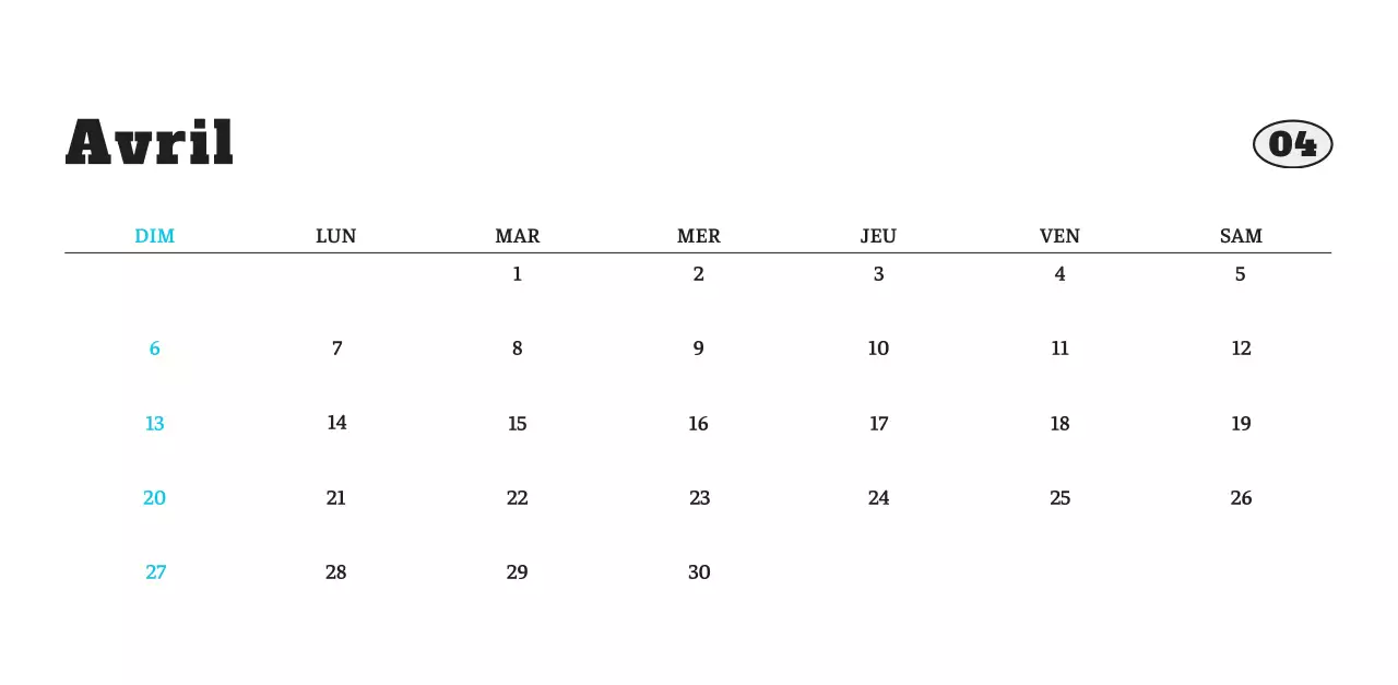 Calendrier photo blanc Neat Ballet Animal