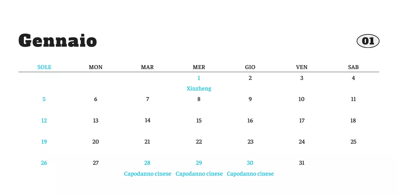 Calendario fotografico degli animali del balletto bianco e ordinato