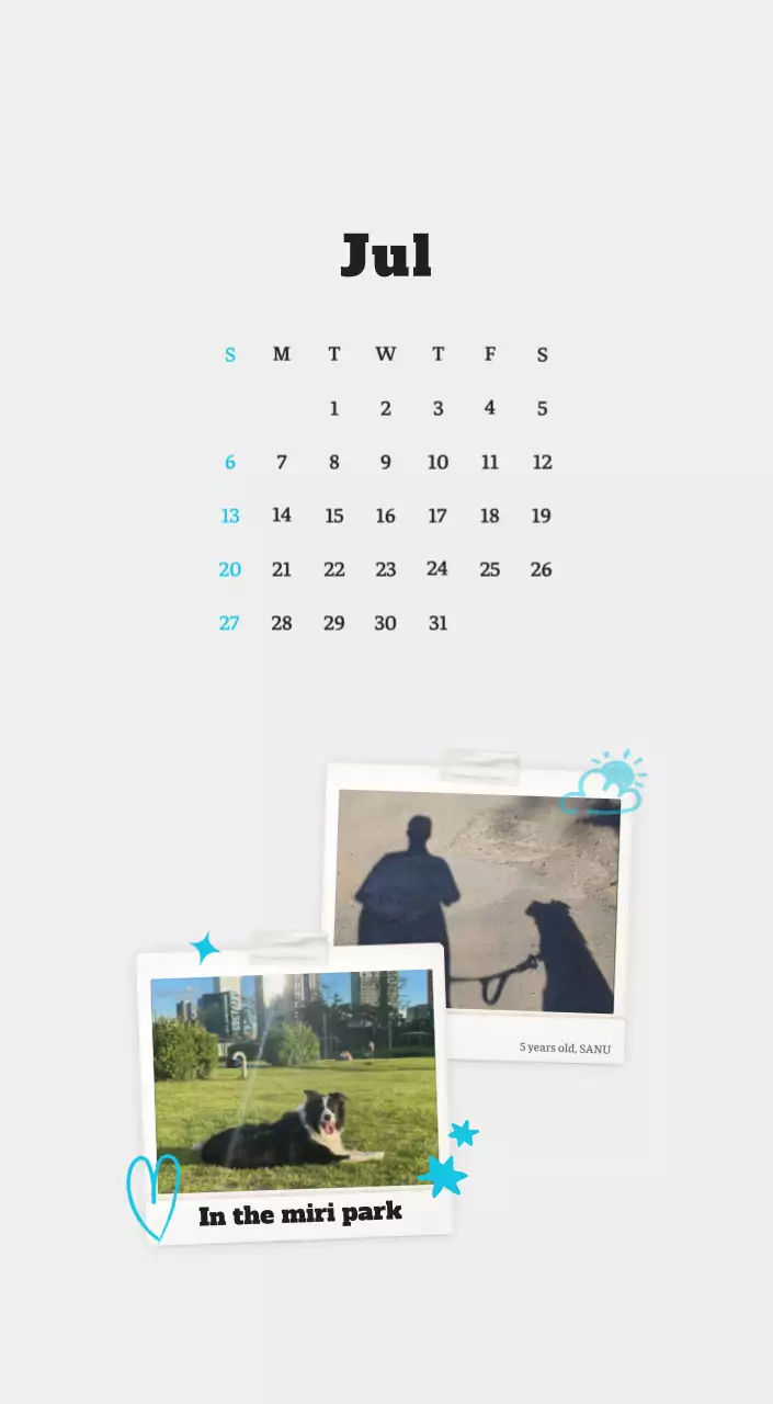 White neat pet photo calendar