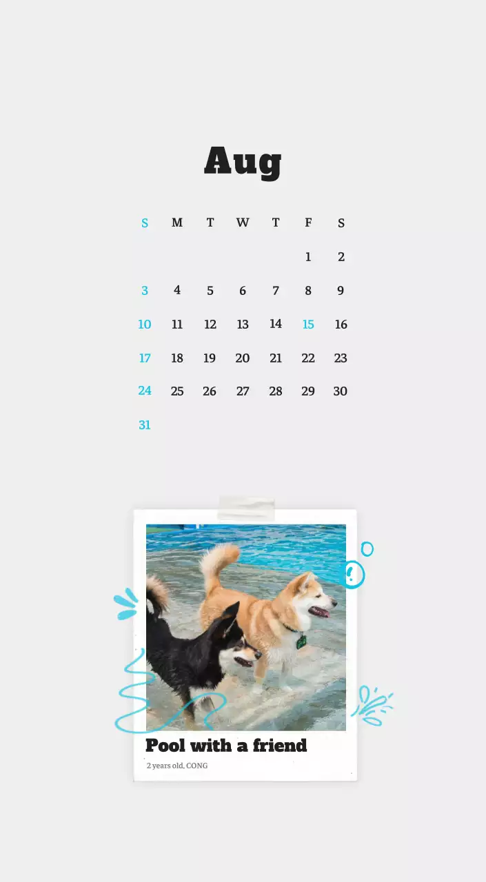 White neat pet photo calendar
