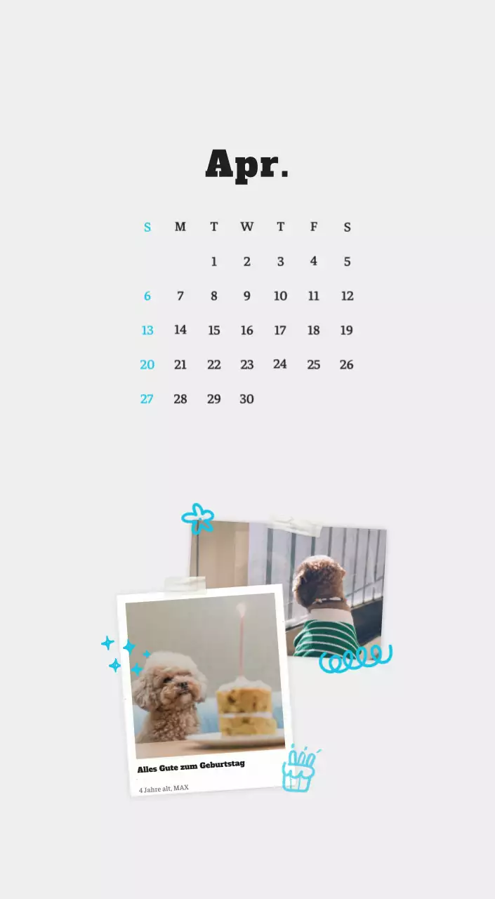 Weißer Neat Ballet-Tier-Fotokalender