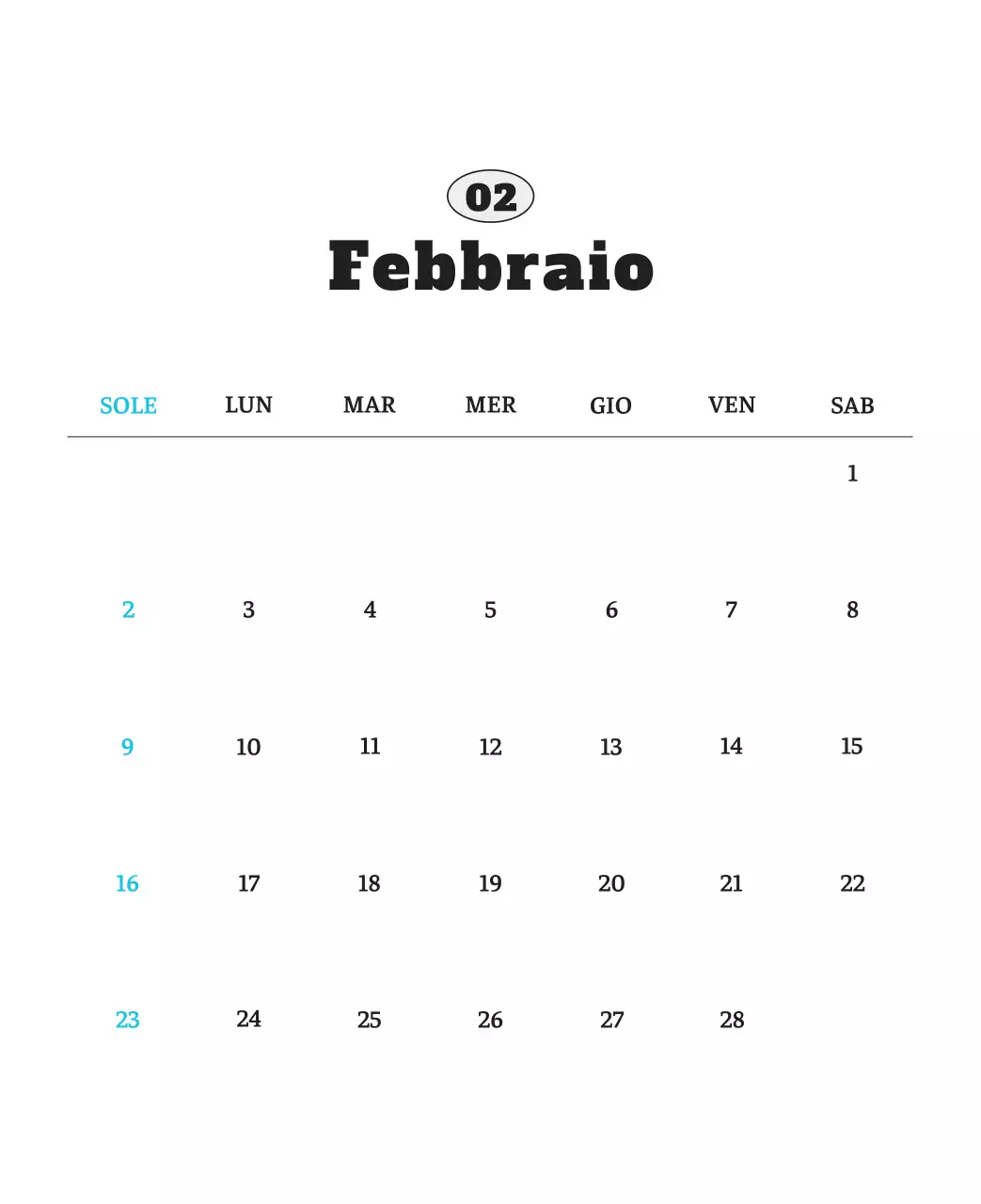 Calendario fotografico degli animali del balletto bianco e ordinato