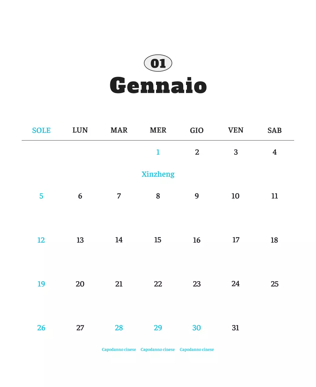 Calendario fotografico degli animali del balletto bianco e ordinato