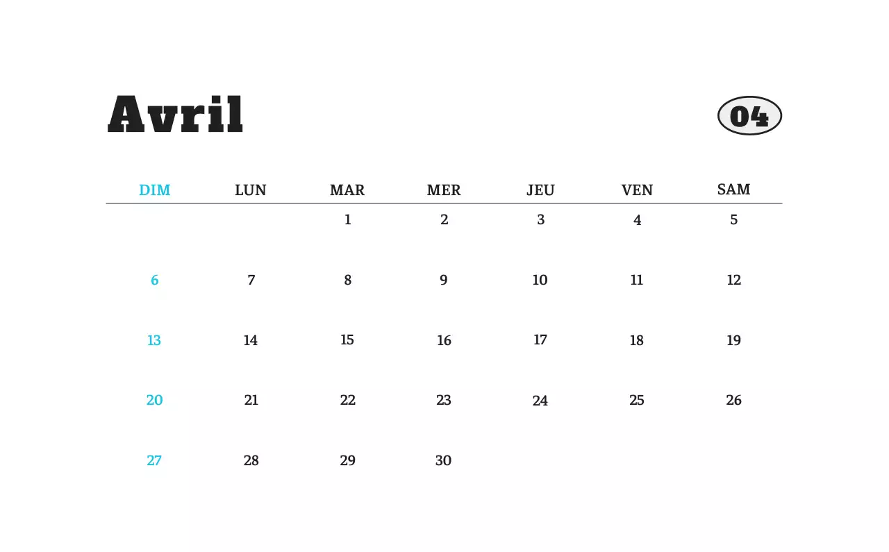 Calendrier photo blanc Neat Ballet Animal