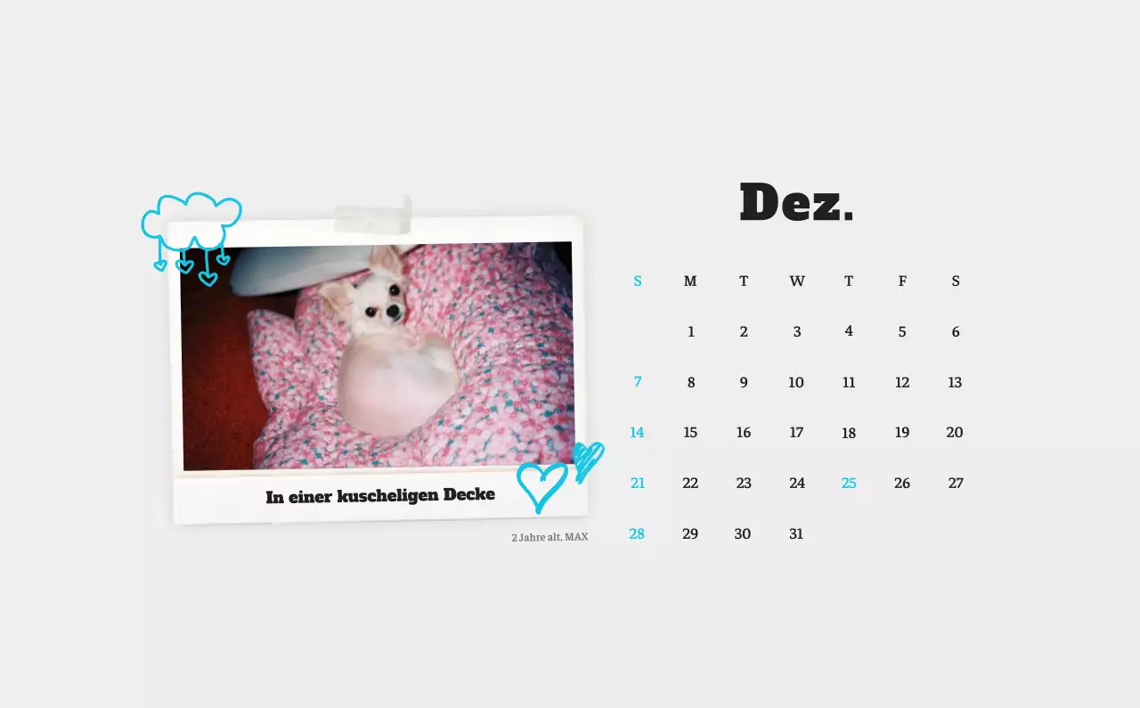 Weißer Neat Ballet-Tier-Fotokalender