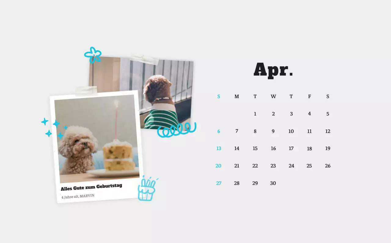 Weißer Neat Ballet-Tier-Fotokalender