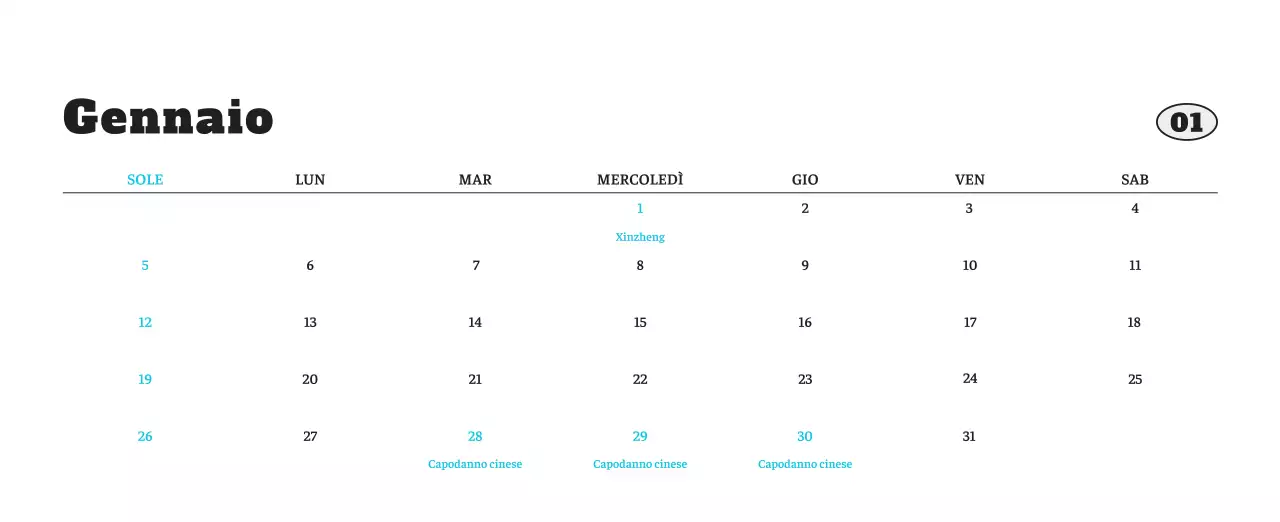 Calendario fotografico degli animali del balletto bianco e ordinato