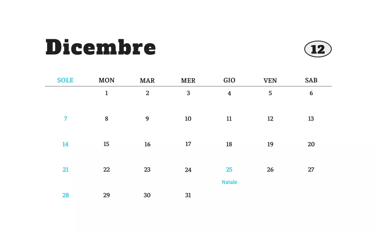 Calendario fotografico degli animali del balletto bianco e ordinato