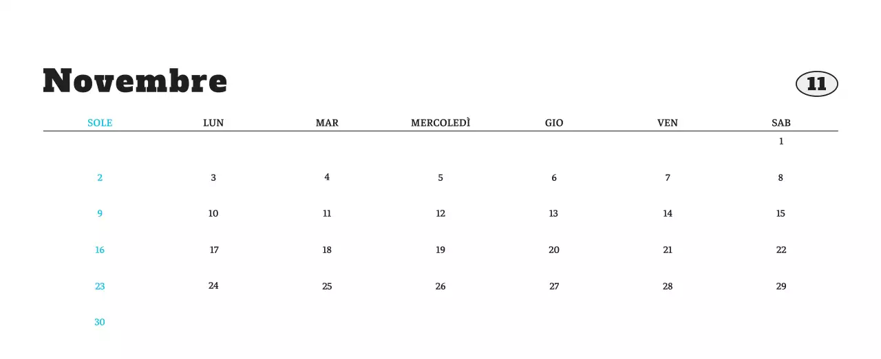 Calendario fotografico degli animali del balletto bianco e ordinato