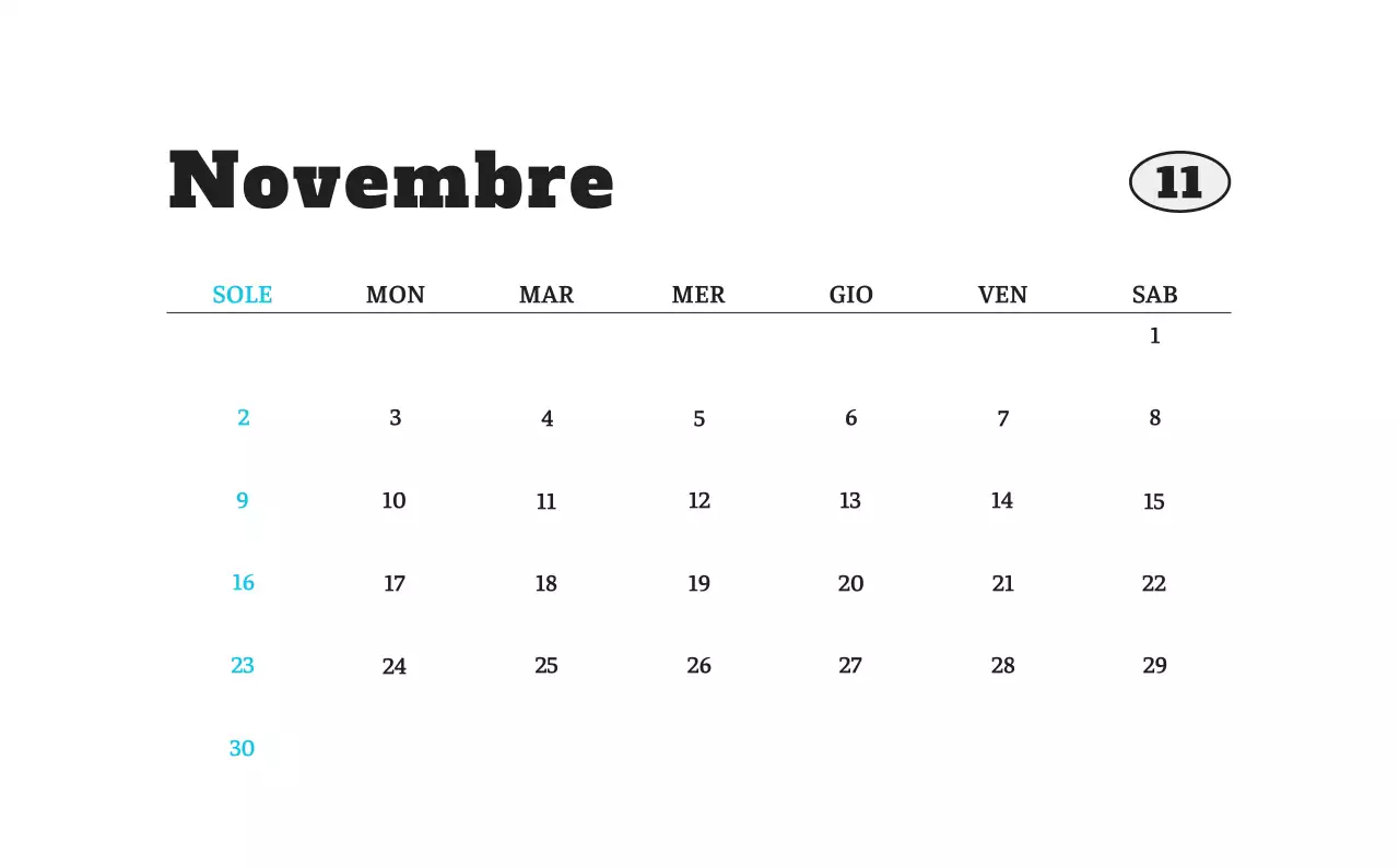 Calendario fotografico degli animali del balletto bianco e ordinato