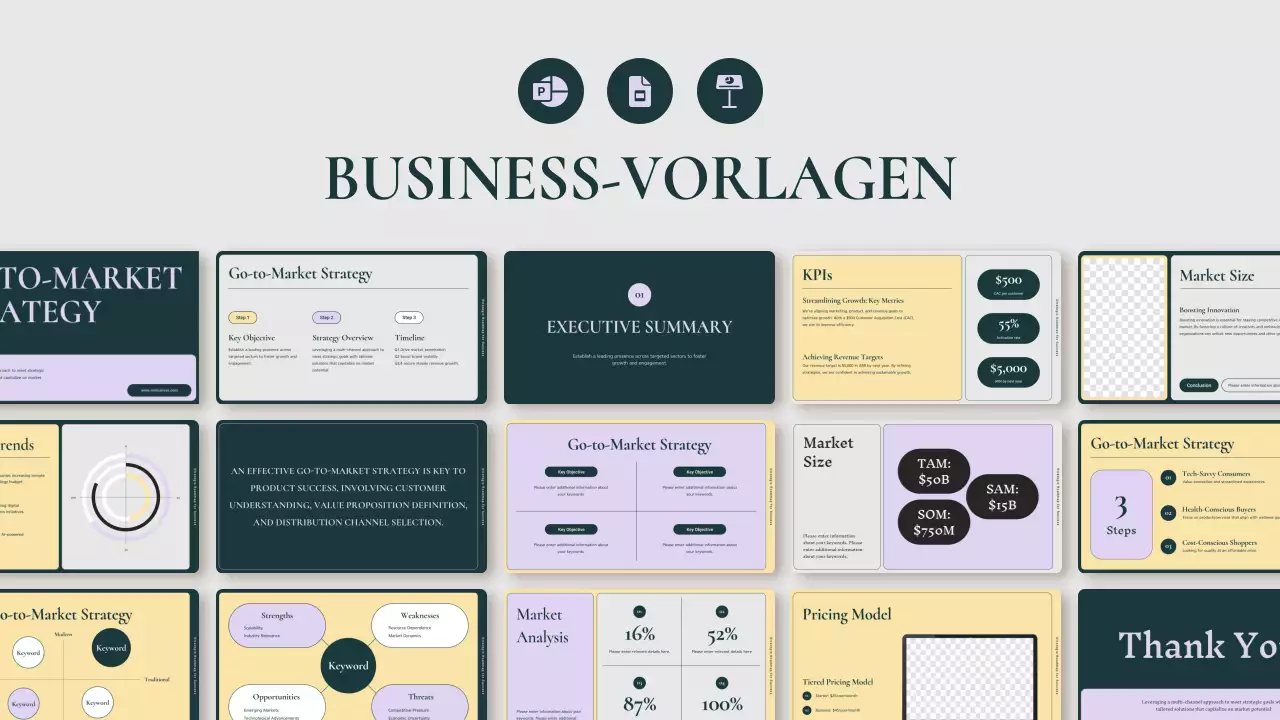 Grüner und rosafarbener Marketingplan für moderne Unternehmen