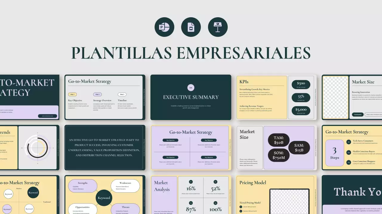 guía del plan de marketing de la empresa moderna verde y rosa
