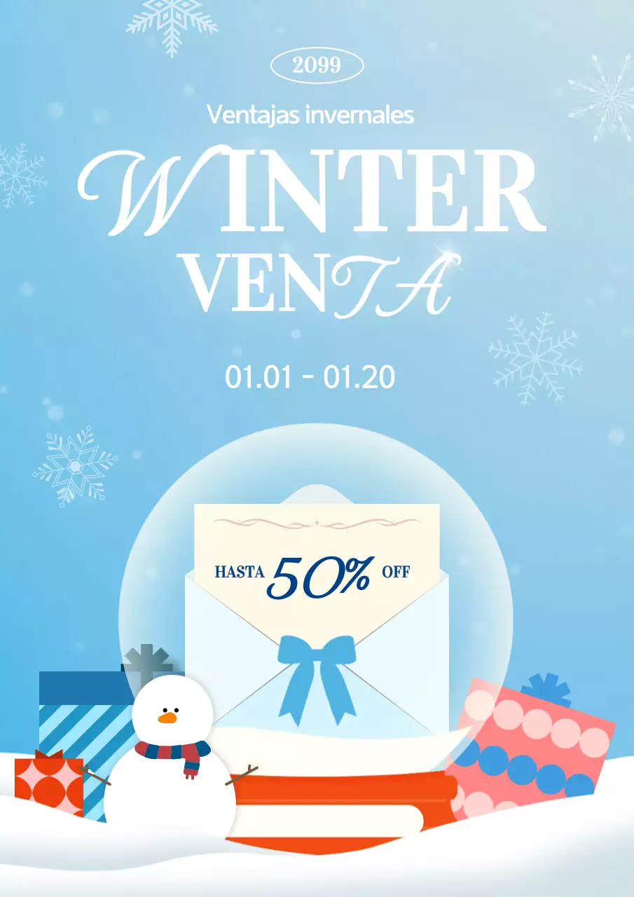 Azul claro Modern Winter Sale Promotion