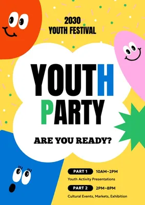 Yellow Trendy Festival Announcement Poster