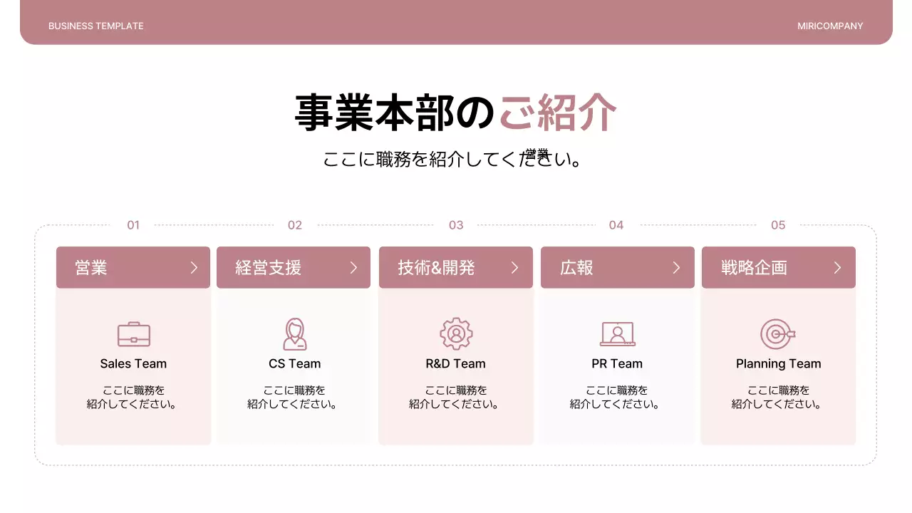 ピンク シンプル 会社紹介 資料 プレゼンテーション