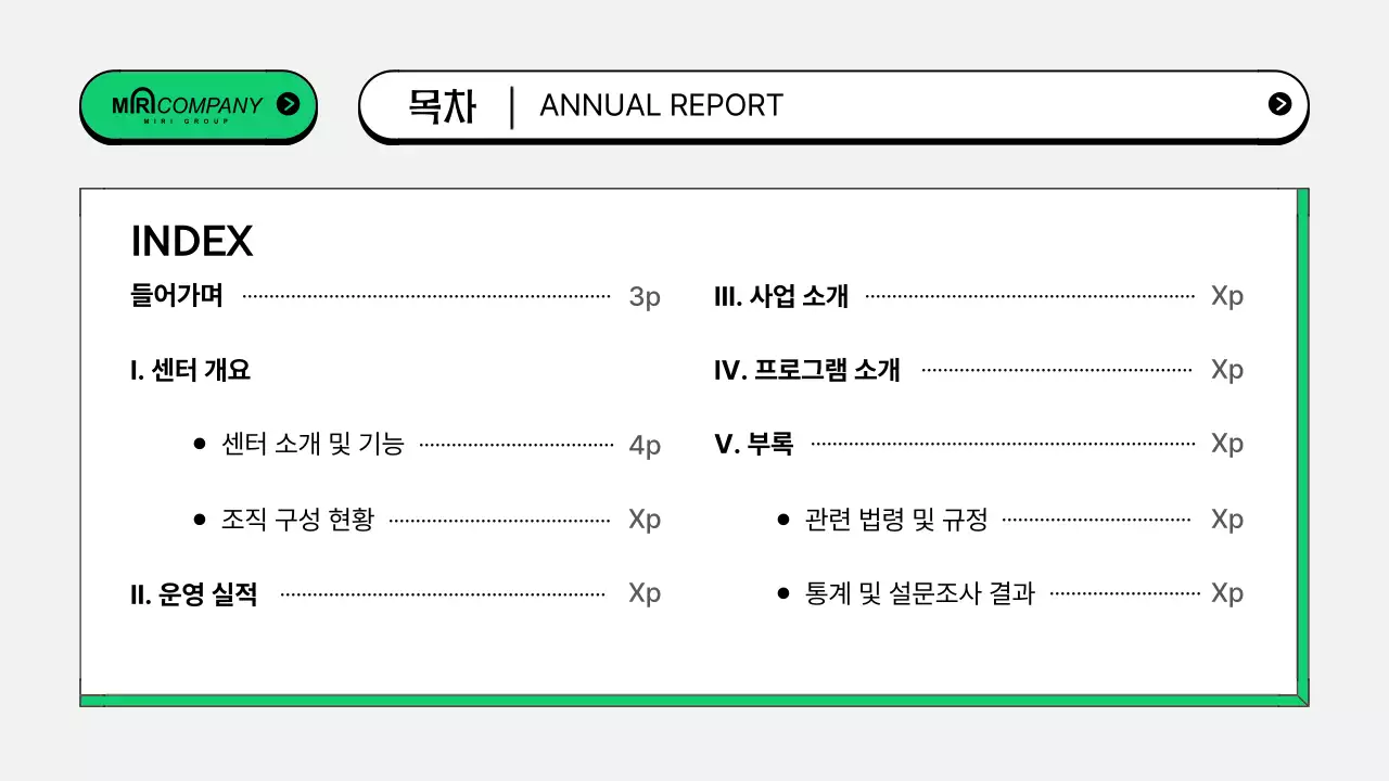 초록의 키치한 공공기관 운영보고서