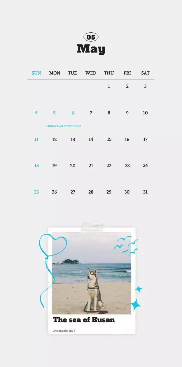 White neat pet photo calendar