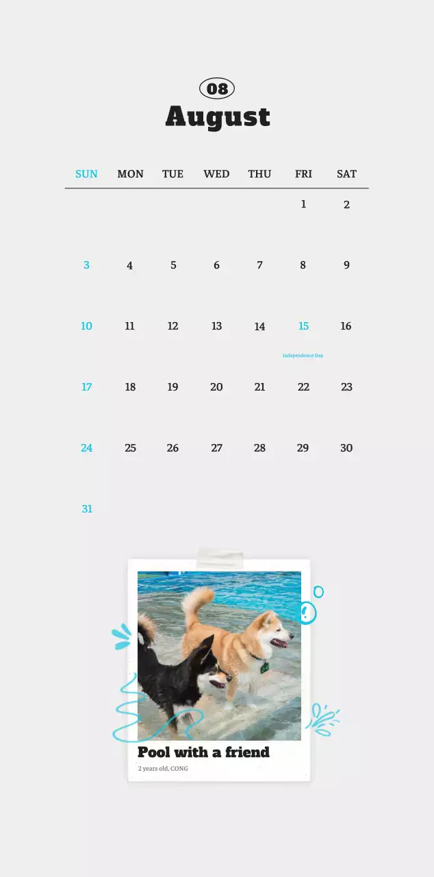 White neat pet photo calendar