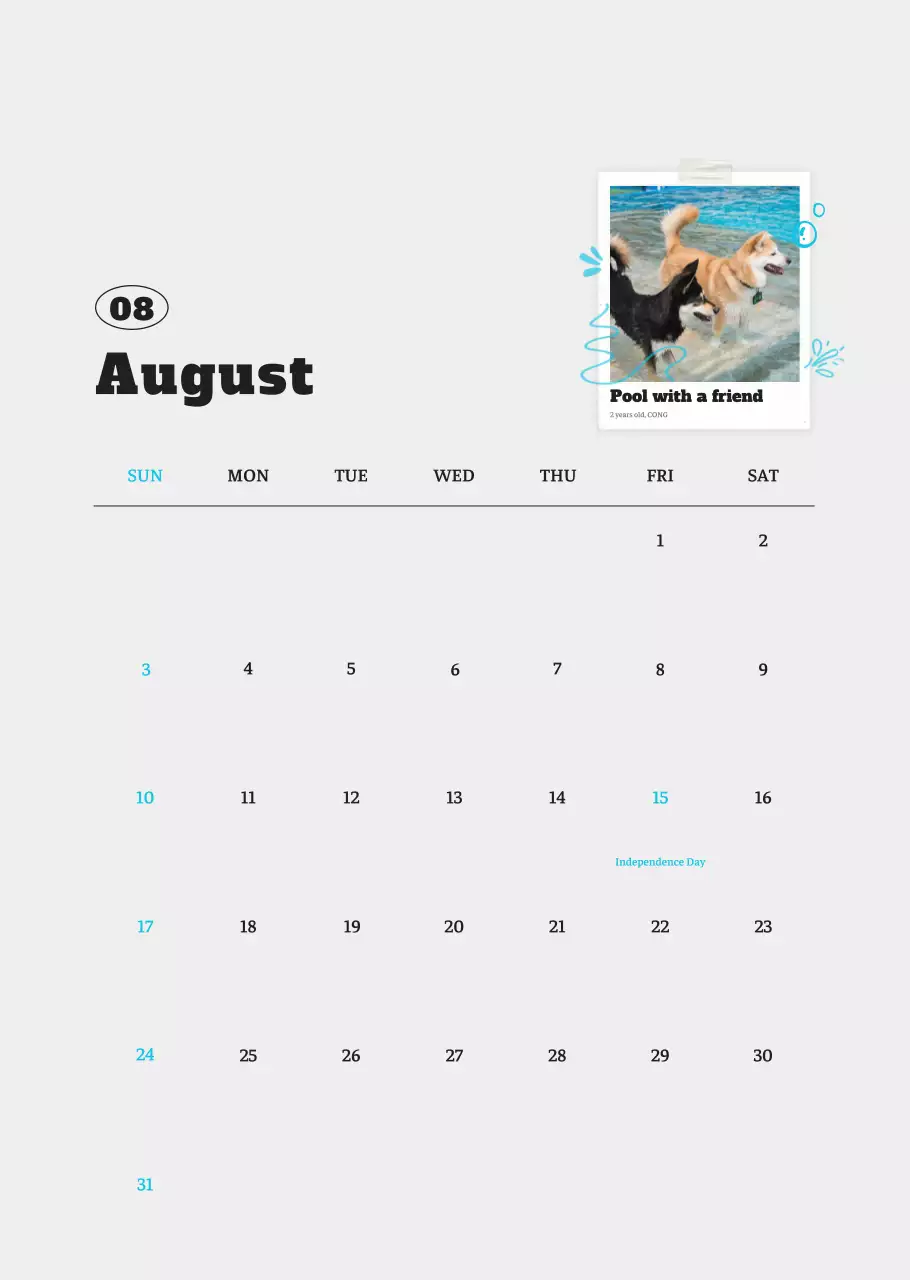 Kalender Foto Binatang Balet Putih Rapi
