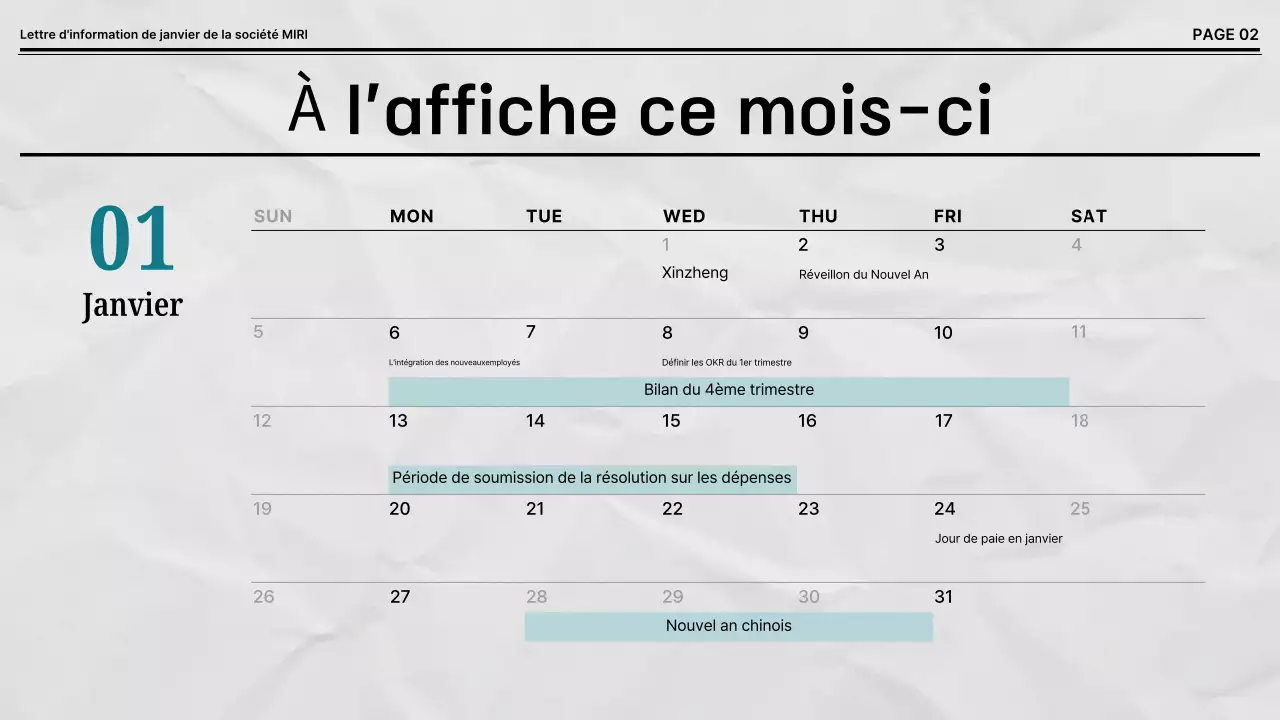 Lettre d'information par défaut en noir et blanc