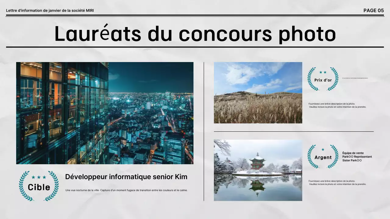 Lettre d'information par défaut en noir et blanc