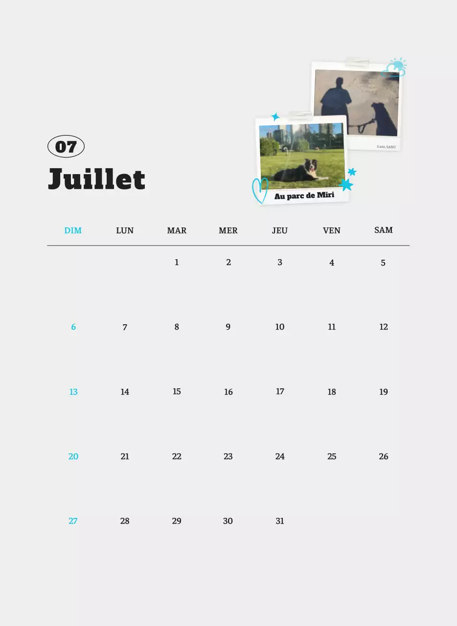 Calendrier photo blanc Neat Ballet Animal