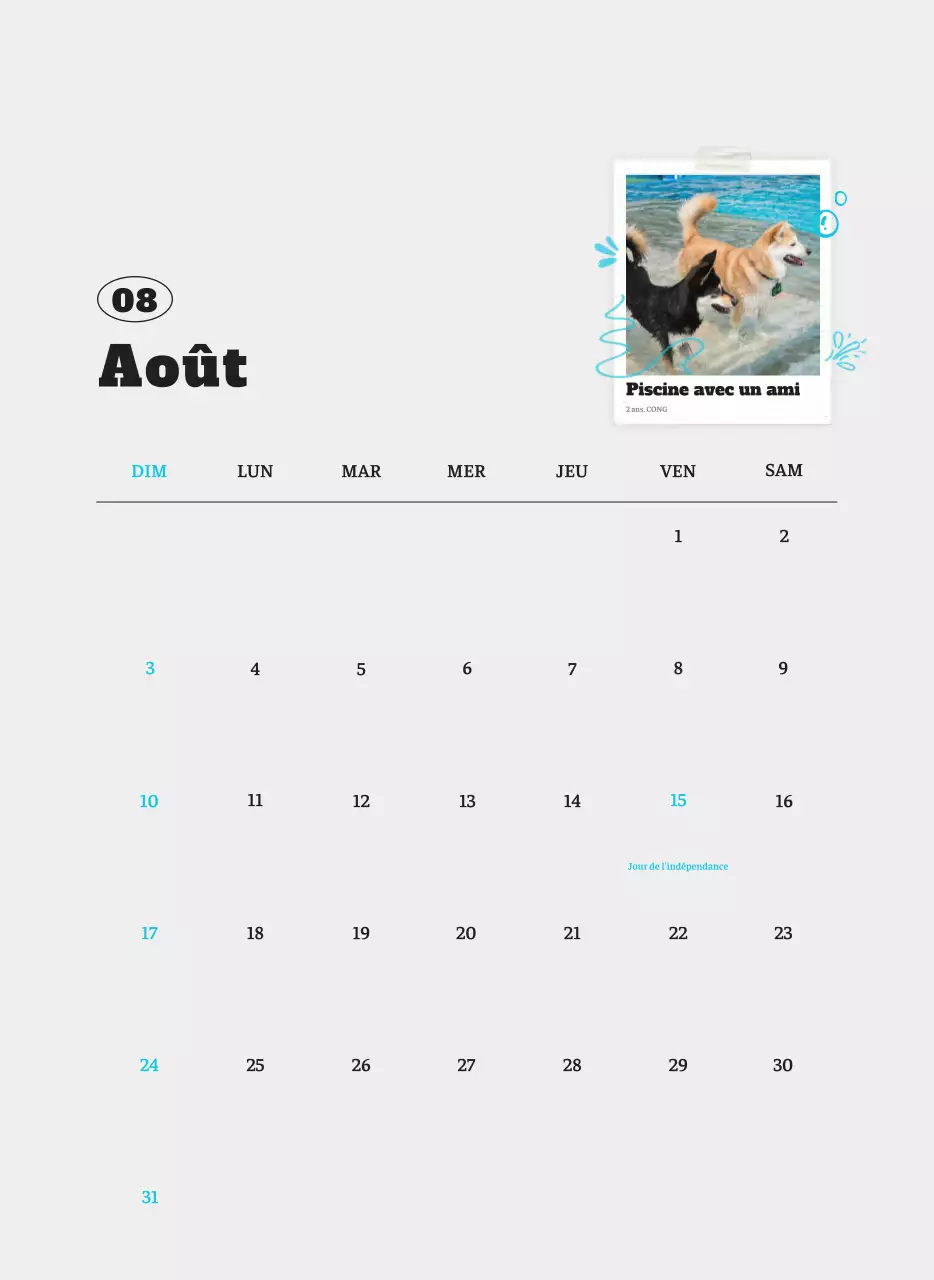 Calendrier photo blanc Neat Ballet Animal