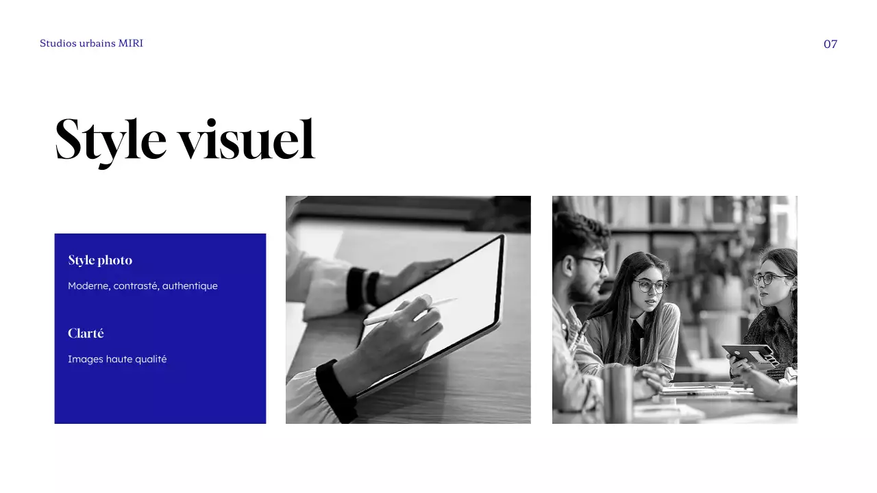 ligne directrice de la marque blue modern