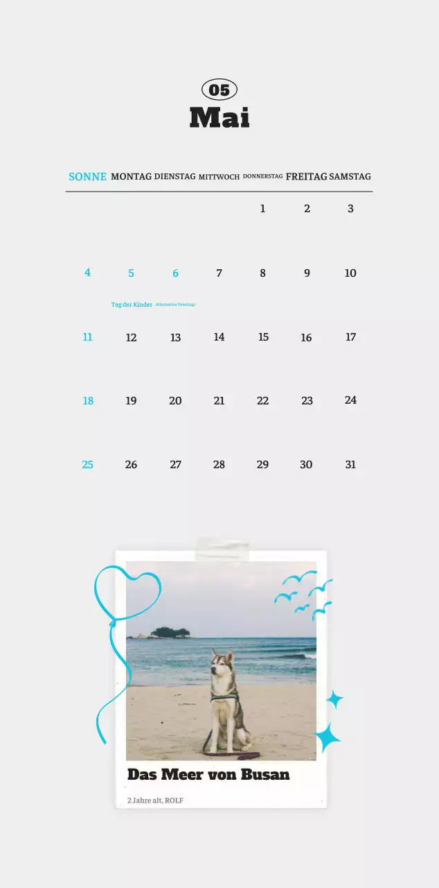 Weißer Neat Ballet-Tier-Fotokalender