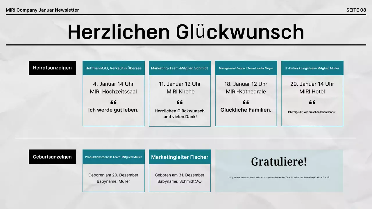 Schwarz-weißer Standard-Firmen-Newsletter