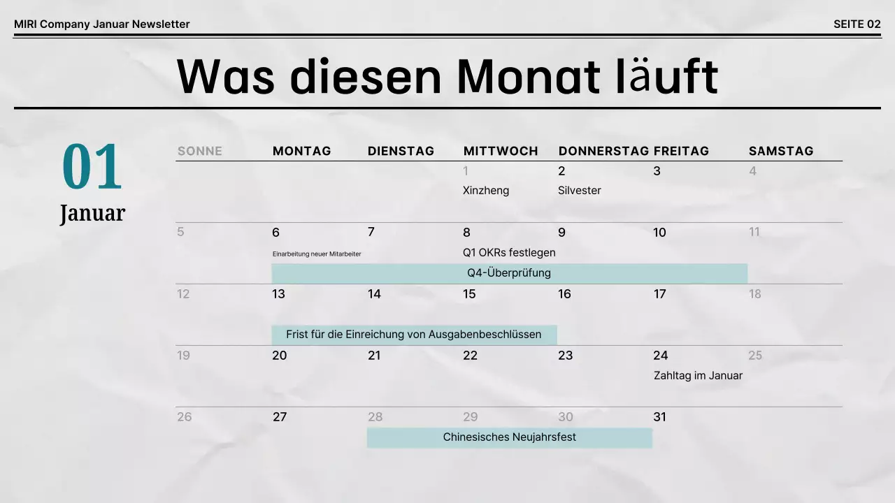 Schwarz-weißer Standard-Firmen-Newsletter