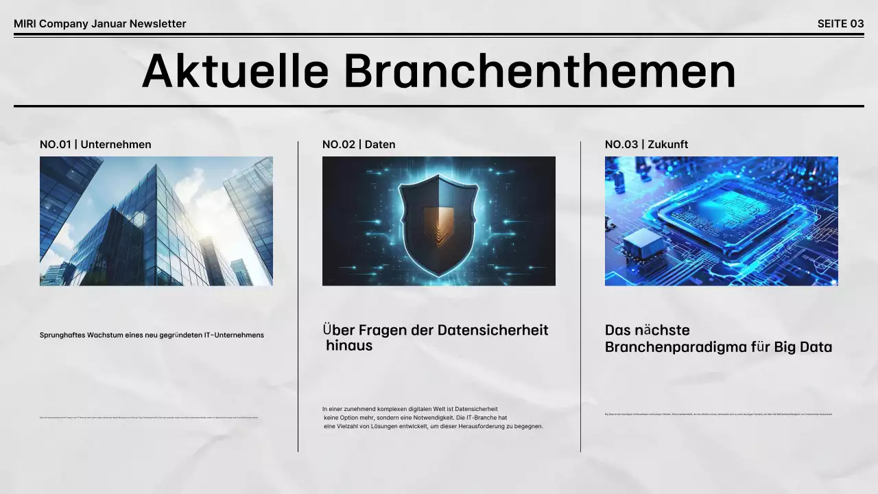 Schwarz-weißer Standard-Firmen-Newsletter