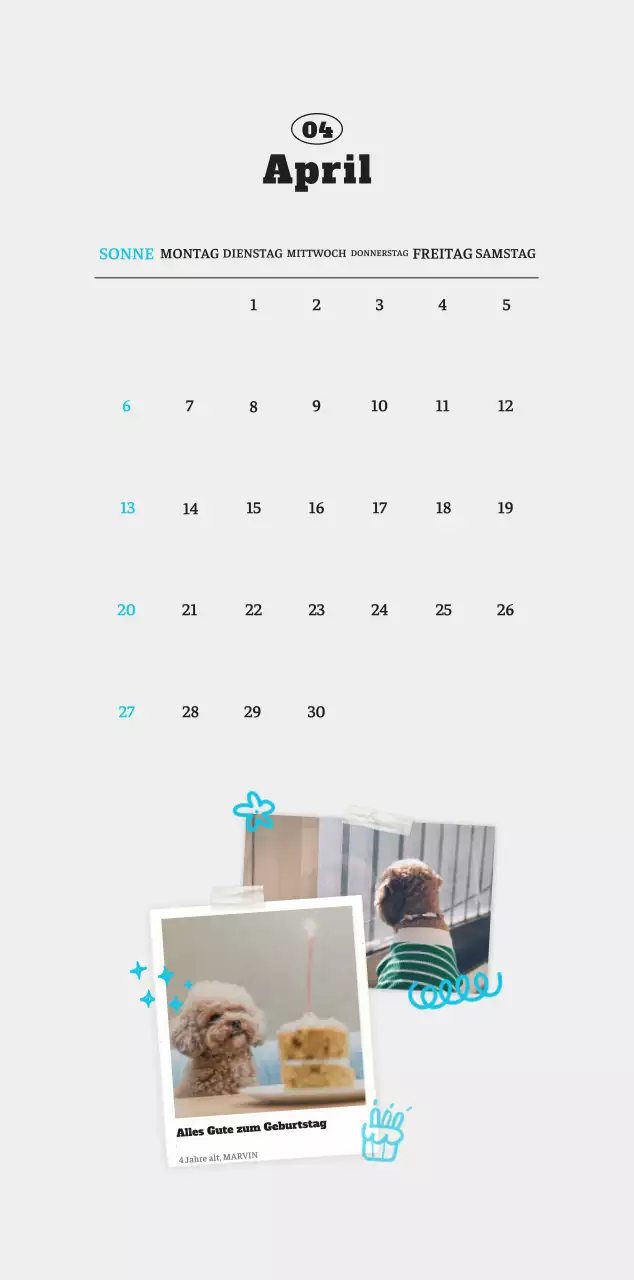 Weißer Neat Ballet-Tier-Fotokalender