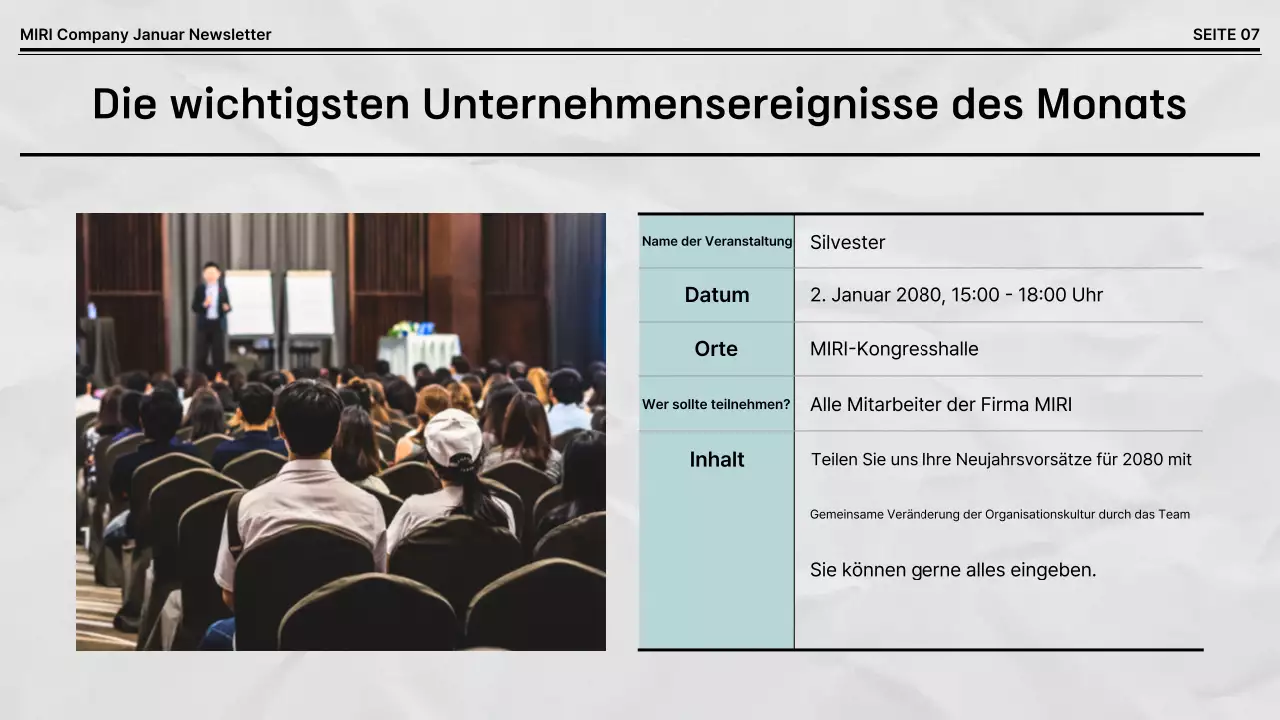 Schwarz-weißer Standard-Firmen-Newsletter