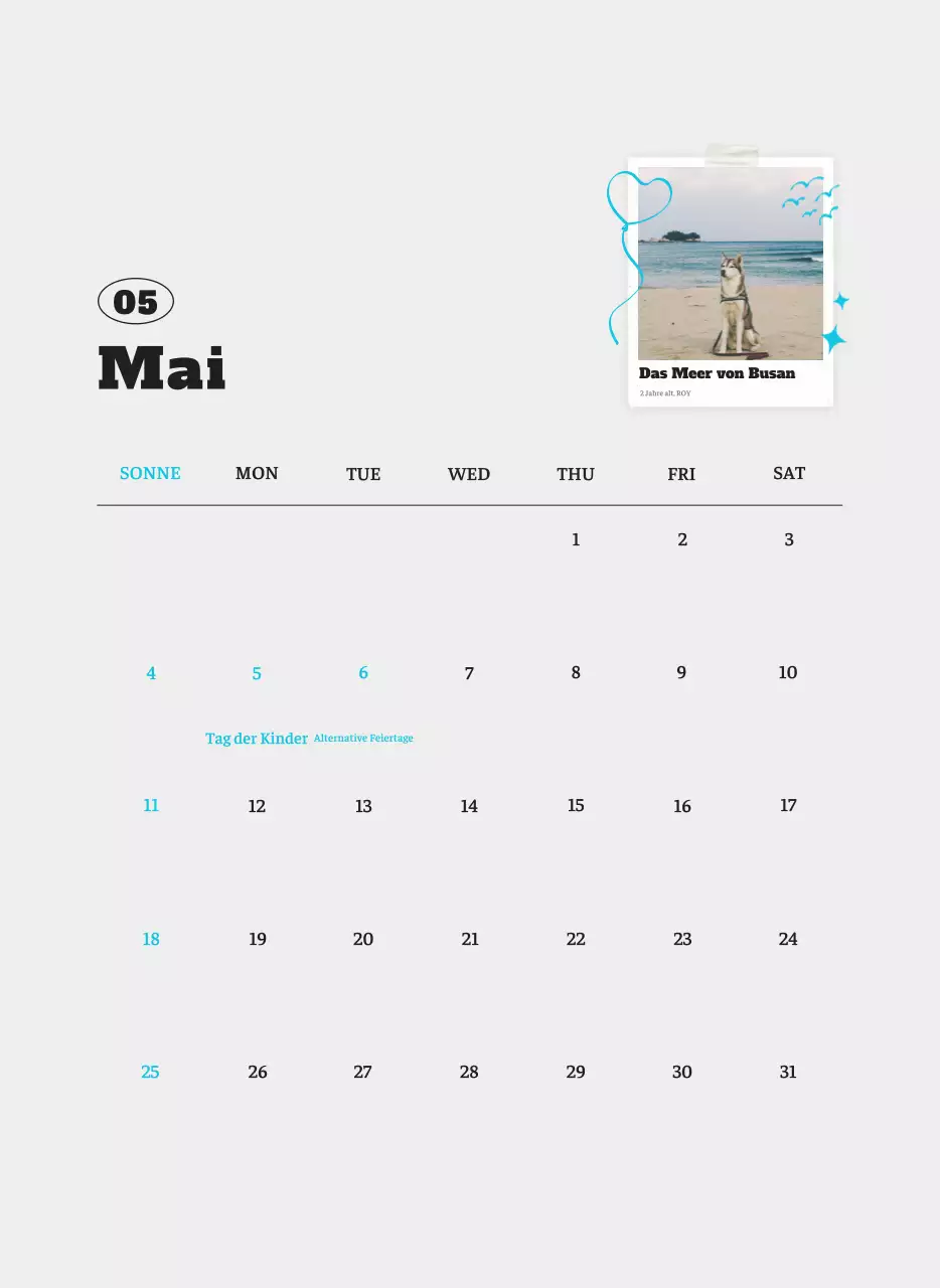 Weißer Neat Ballet-Tier-Fotokalender