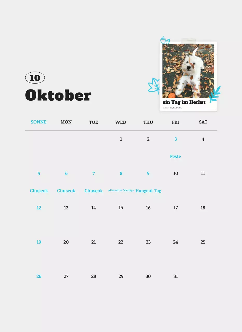 Weißer Neat Ballet-Tier-Fotokalender
