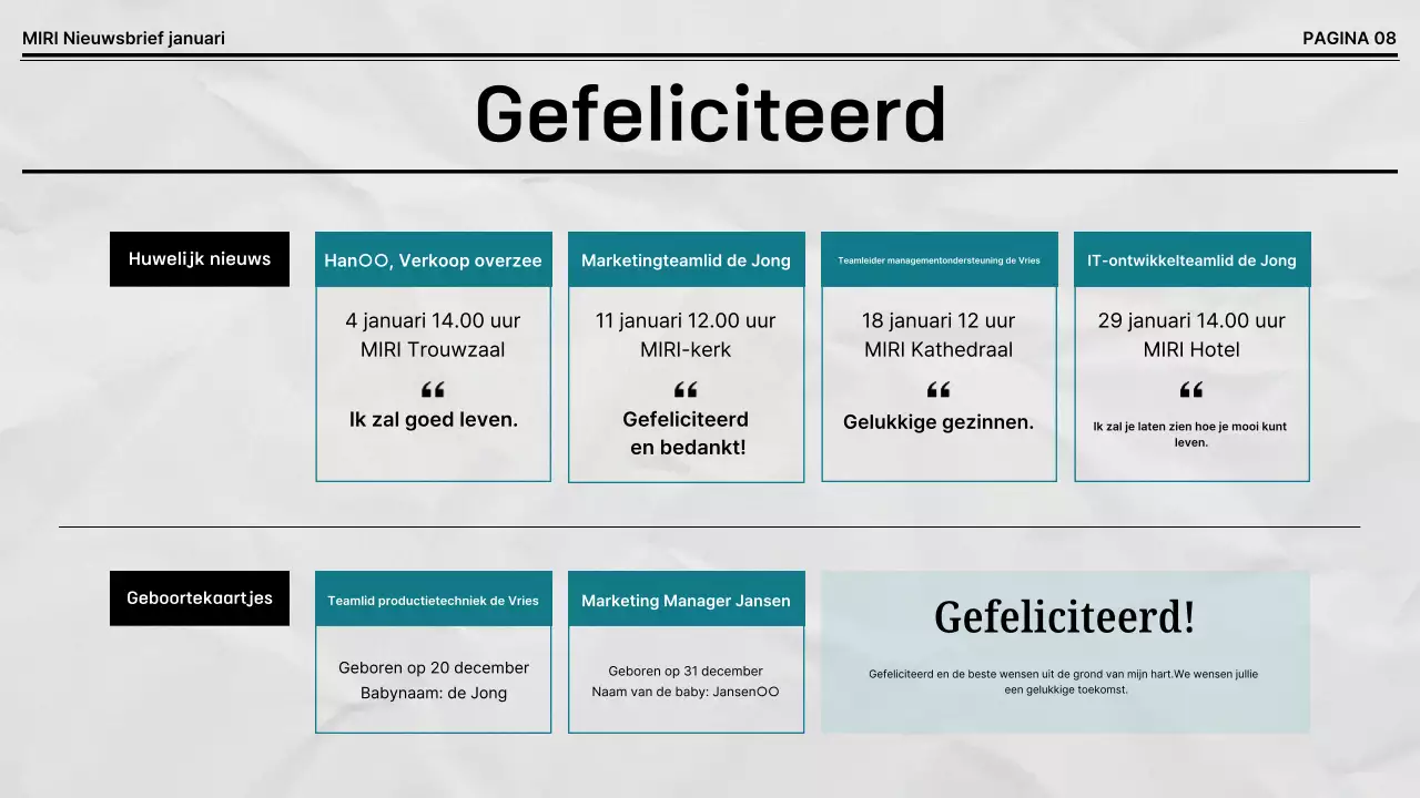 Zwart-wit standaard bedrijfsnieuwsbrief