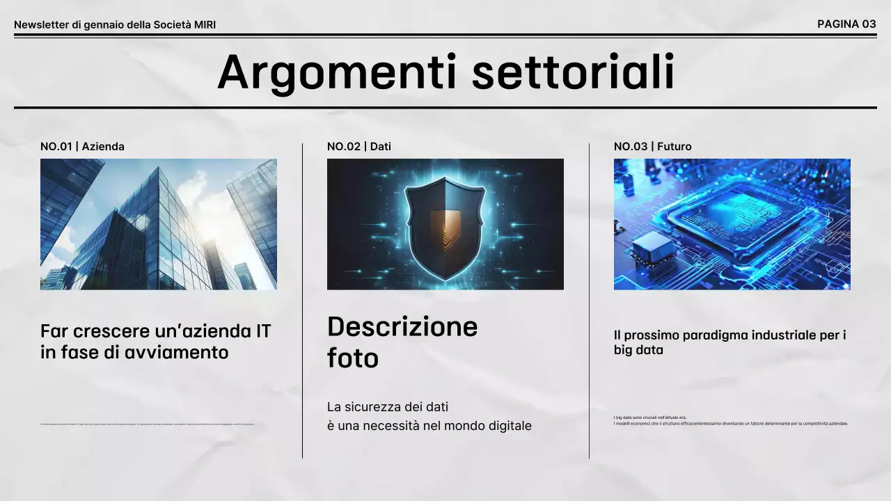 Newsletter aziendale predefinita in bianco e nero