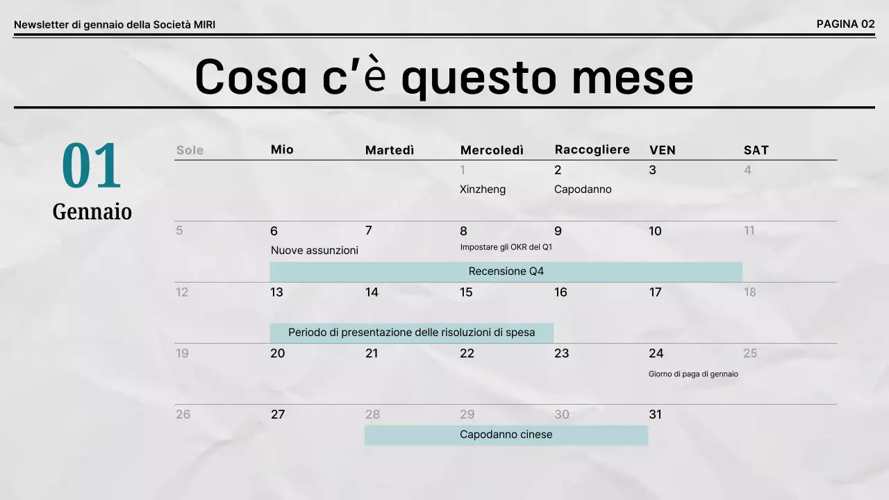 Newsletter aziendale predefinita in bianco e nero