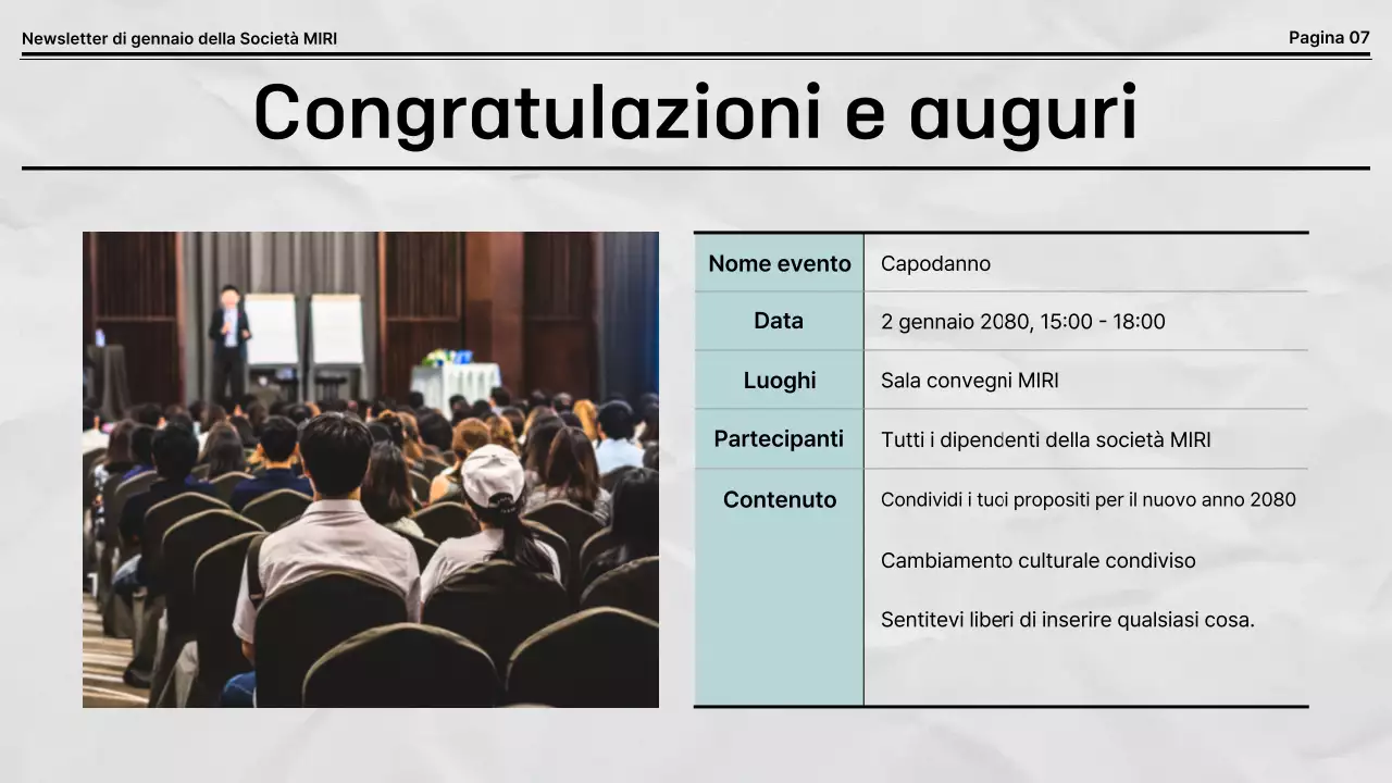 Newsletter aziendale predefinita in bianco e nero